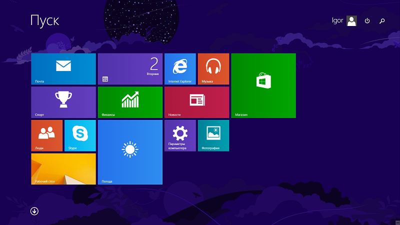 Изображение начального экрана Okna8